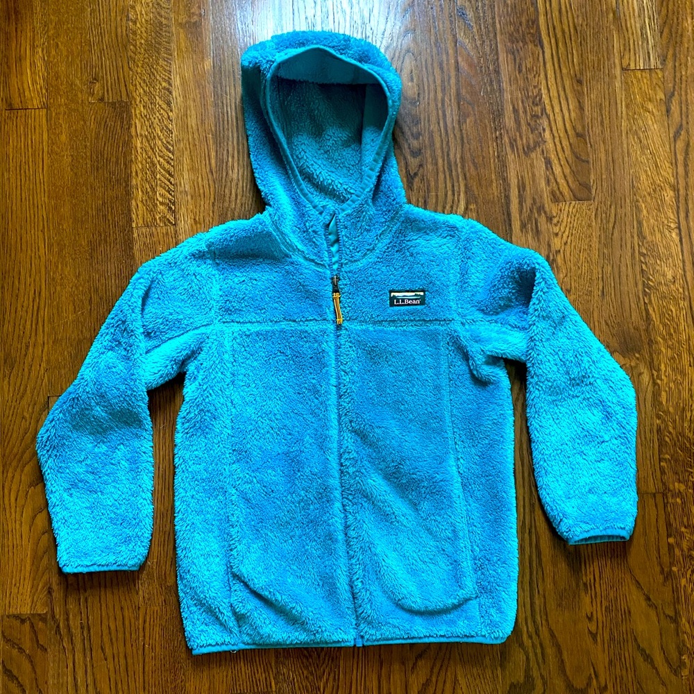 L.L. Bean Kids High Pile Fleece Big Kids Medium M 10/12 Hooded Zip Jacket